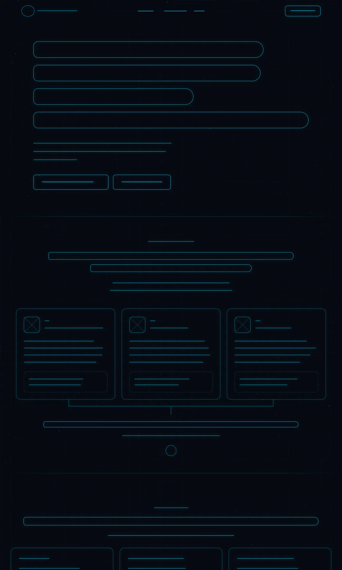 Summit Oak AI home page as a wireframe: layout blocks and text lines traced from the real page
