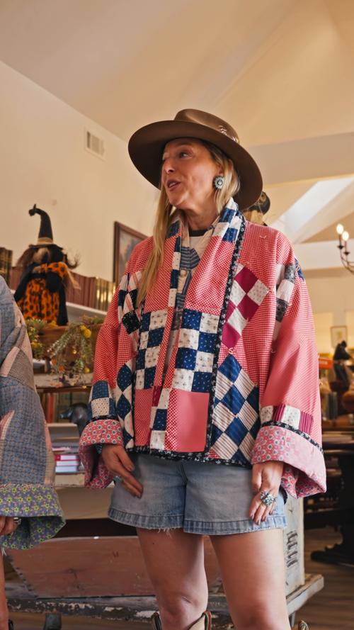 Frame from Jake Mizell's Shapeau film on the hand-pieced quilt coat